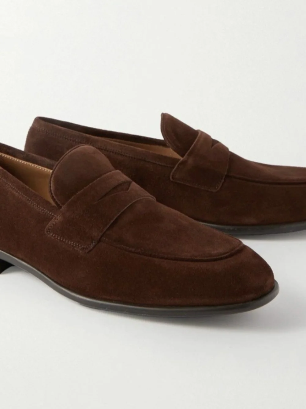 Salvatore Ferragamo Dark Brown Suede Penny Loafers